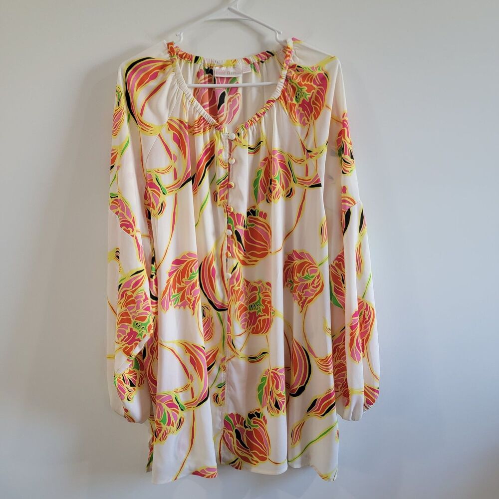 Belle Kim Gravel Womens Top Size‎ 4X Popover Floral Boho Cottage Feminine